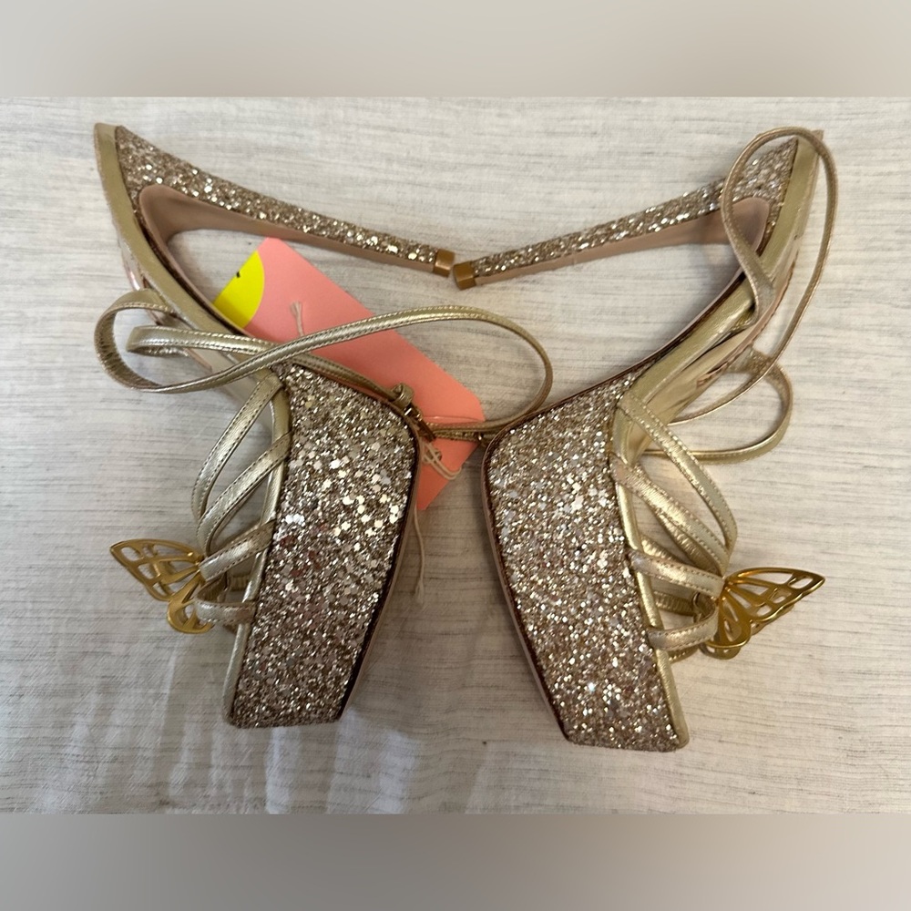 Sophia Webster Mariposa Leather & Glitter Butterfly Platforms - Picture 10 of 13